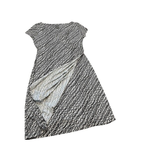 Ann Taylor Sheath Dress Faux Wrap Women's Size 8 Black Brown Pattern Geometric - Picture 2 of 9